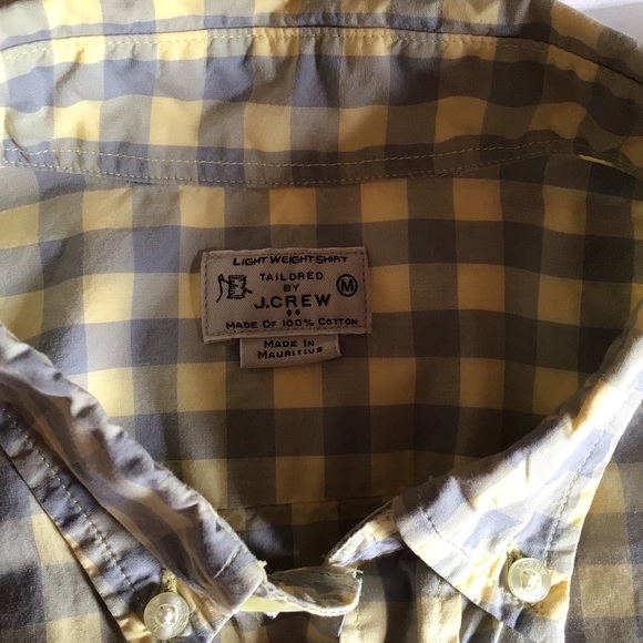 J Crew Mens LightWeight Shirt Gray/Yellow Button M - Picture 3 of 4